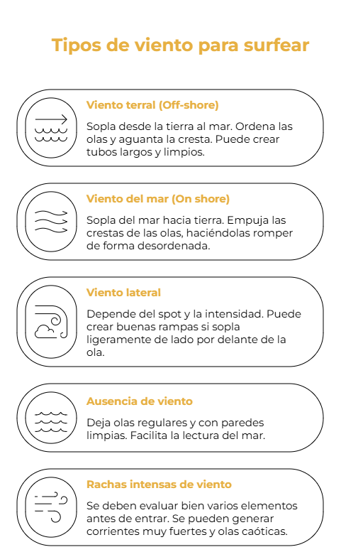 Infografía del viento en el surf